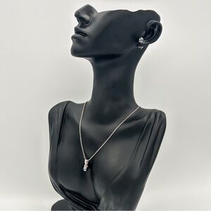 Deep Navy Faux Pearl Necklace‎ & Earring Set | KR Charm | Elegant Minimalist